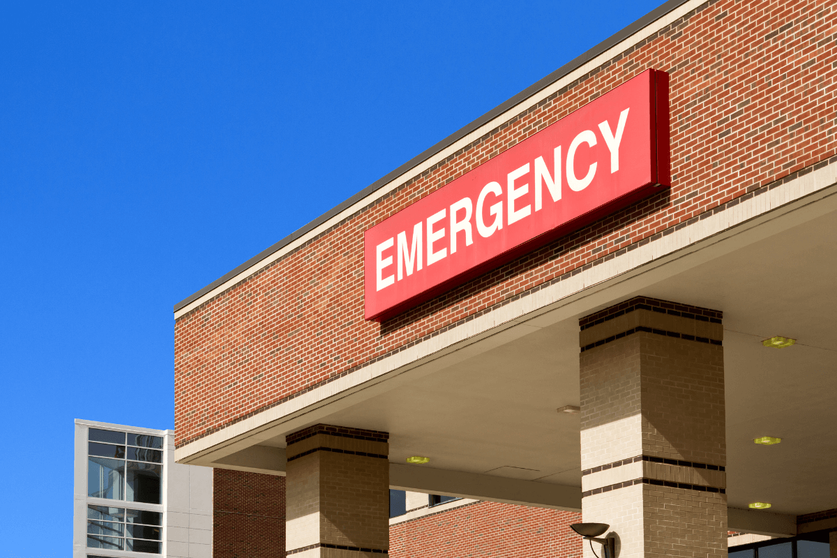Exterior of hospital emergency room. Should I go to the hospital after a car accident?